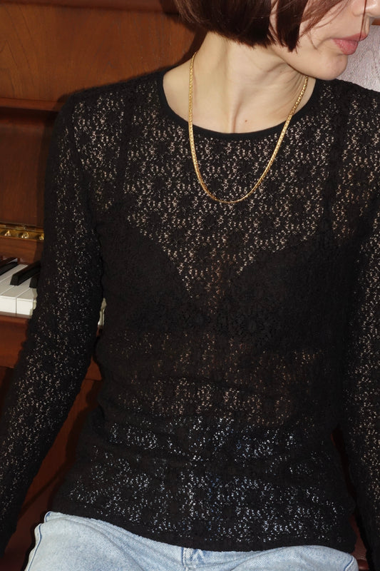 REiL LACE BLOUSE / BLACK