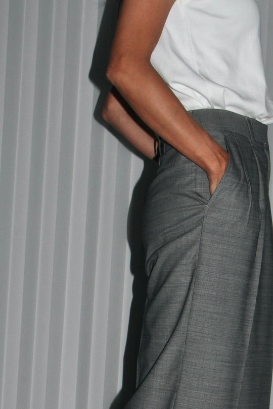 REiL GRAY PIN CHECK TAILORED PANTS