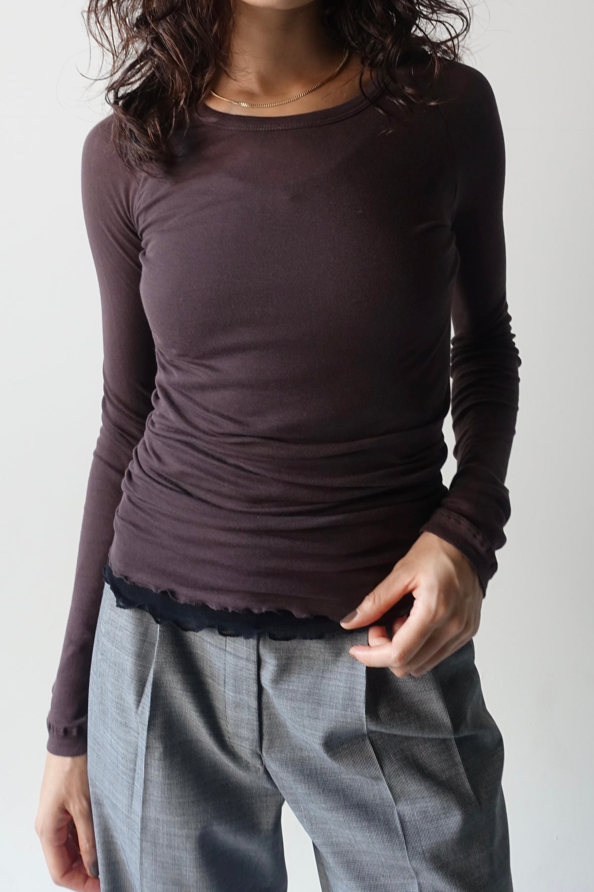 seamless basic  COTTON ROUND NECK TOP