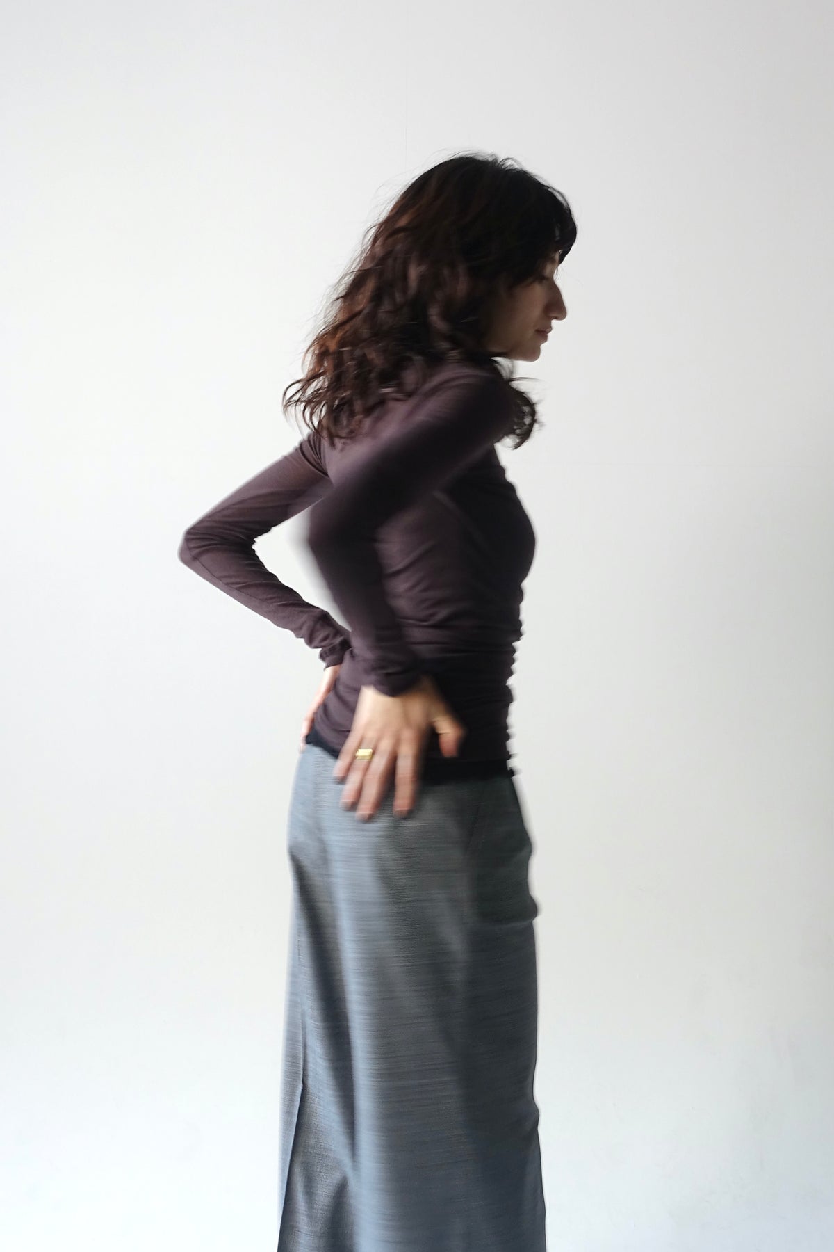 seamless basic  COTTON ROUND NECK TOP
