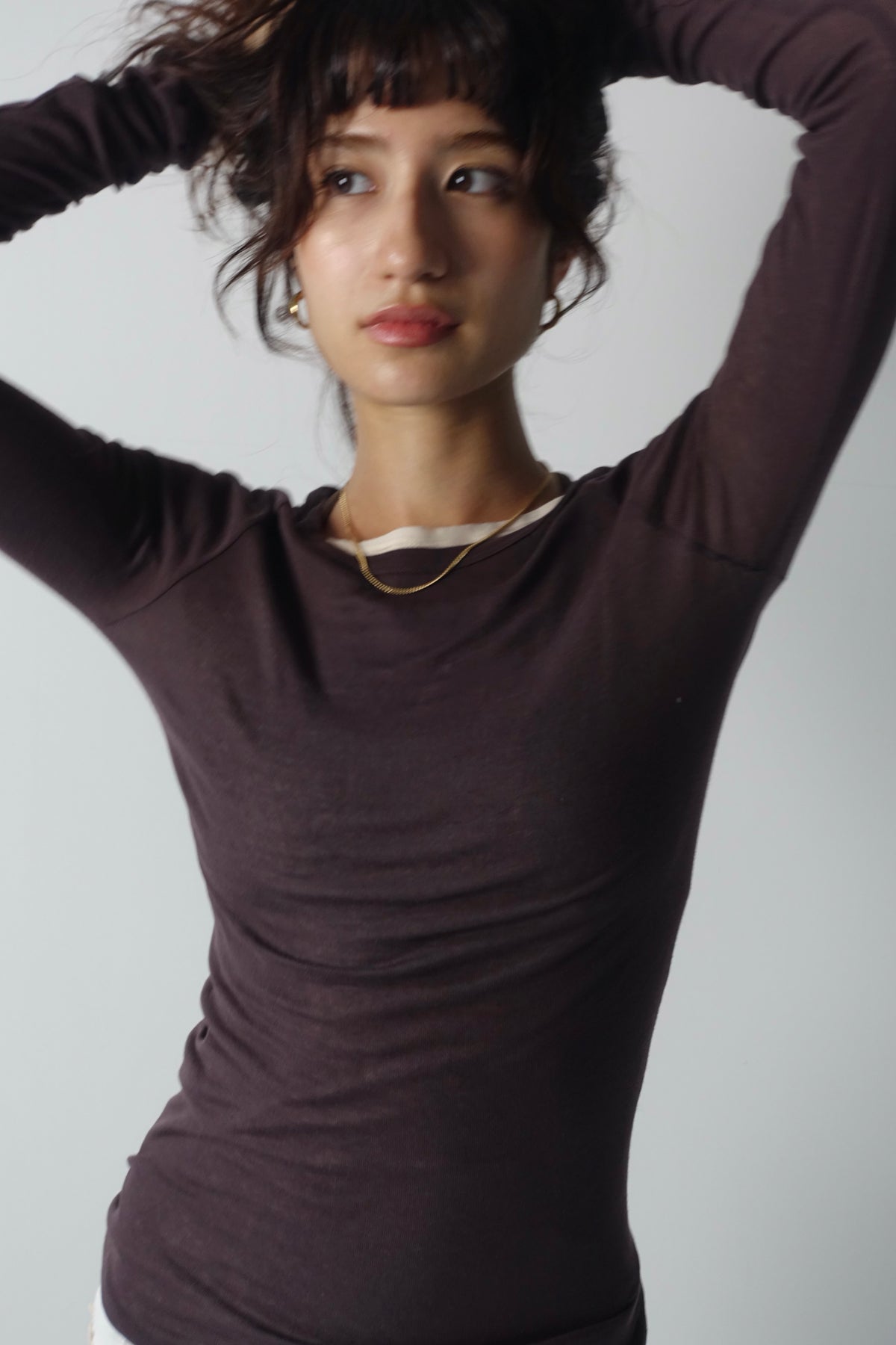 seamless basic  COTTON ROUND NECK TOP