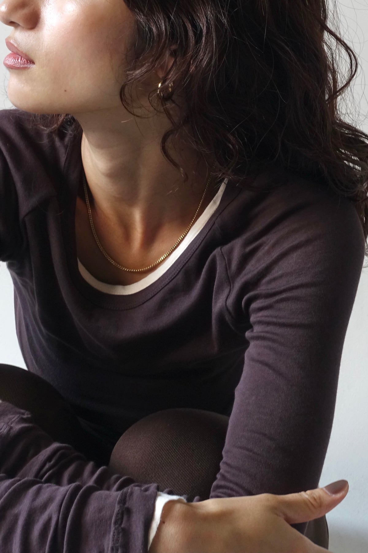 seamless basic  COTTON ROUND NECK TOP
