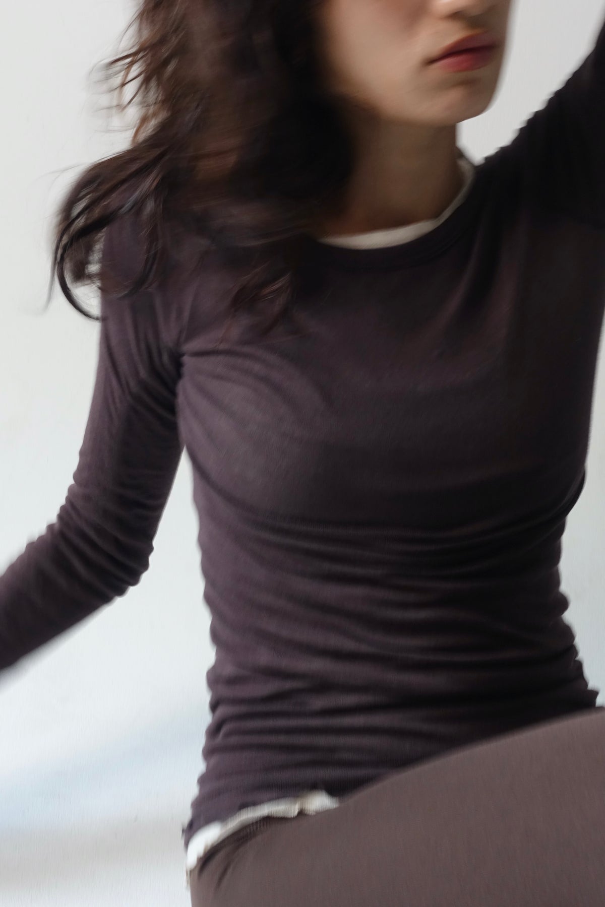 seamless basic  COTTON ROUND NECK TOP