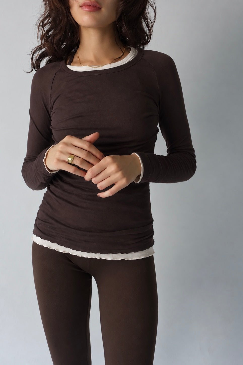 seamless basic  COTTON ROUND NECK TOP