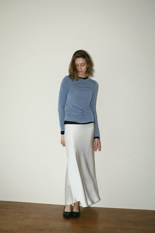 REiL BIAS CUT SATIN SKIRT / WHITE