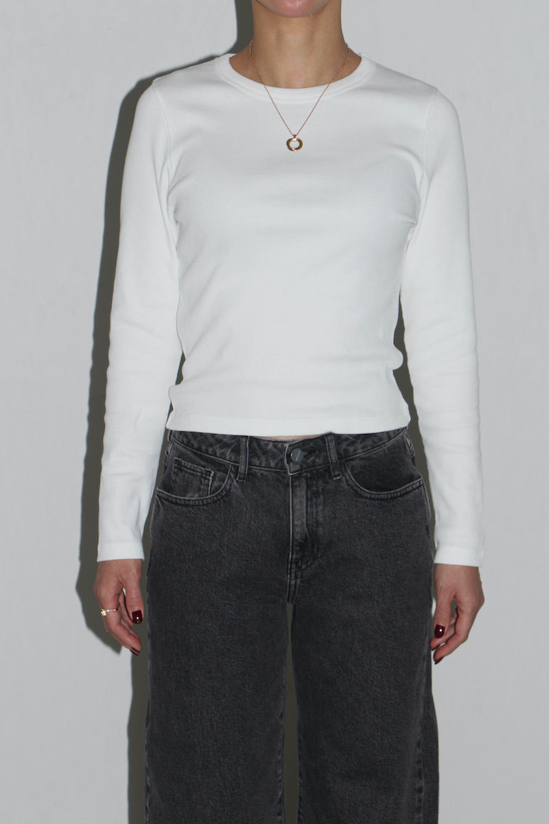 JAN N JUNE RIB LONGSLEEVE MURI - WHITE