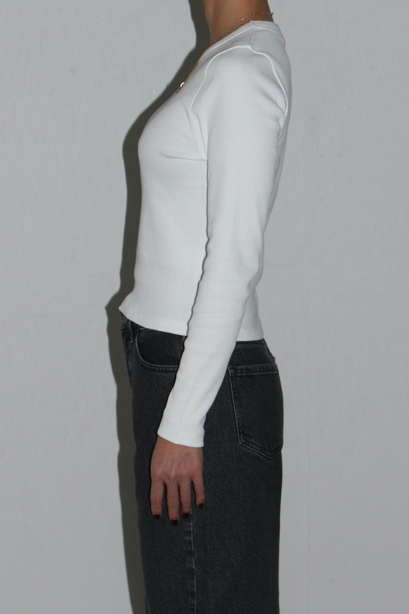 JAN N JUNE RIB LONGSLEEVE MURI - WHITE