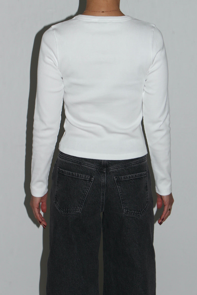 JAN N JUNE RIB LONGSLEEVE MURI - WHITE