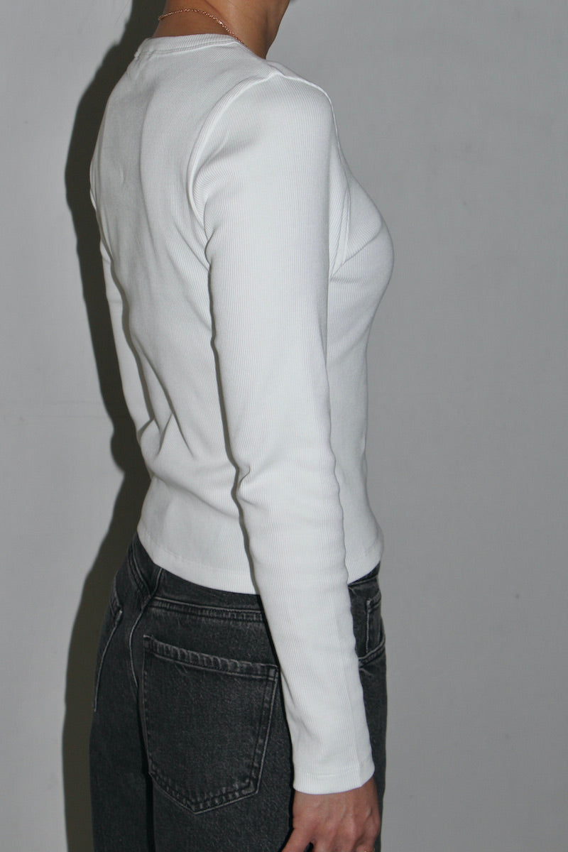 JAN N JUNE RIB LONGSLEEVE MURI - WHITE