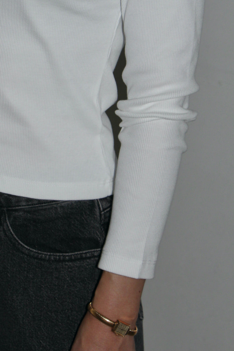 JAN N JUNE RIB LONGSLEEVE MURI - WHITE