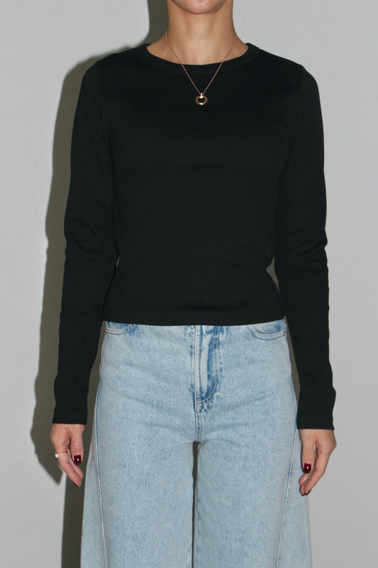 JAN N JUNE RIB LONGSLEEVE MURI - BLACK